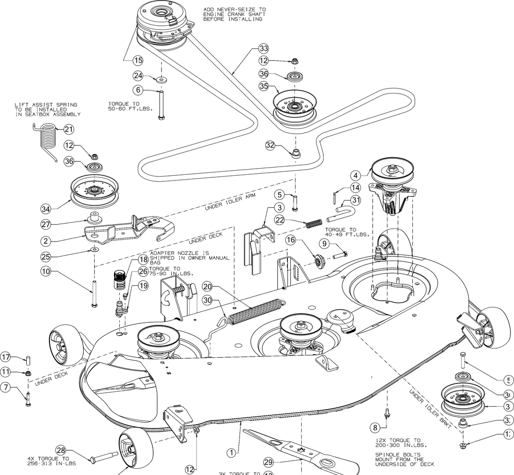 Deck Diagram and Parts List for RZT-S50KH (17ARCBDQ056)(2016) Cub Cadet Lawn Tractor